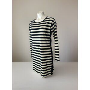 Anna Lane Main Street Collection Size M Black & White stripe Dress Button Detail